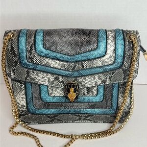Luxury Blue and Black Chain Shoulder Bag